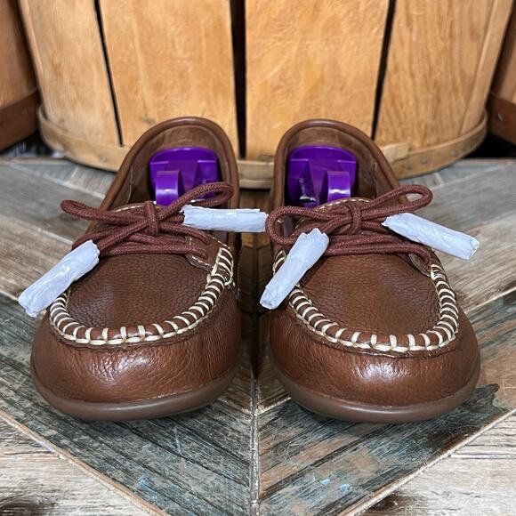 Hotter Honiton Dark Tan Brown Leather Lace-Up Driving Mocs Loafers Womens 6.5 - Picture 3 of 9